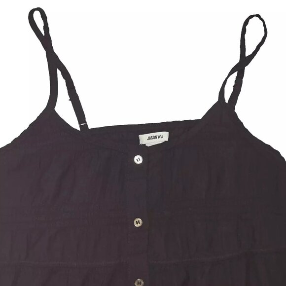 Jason Wu Camisole Adjustable Tank Top Black Women's Size XL Ruffled Button Up - Picture 2 of 5